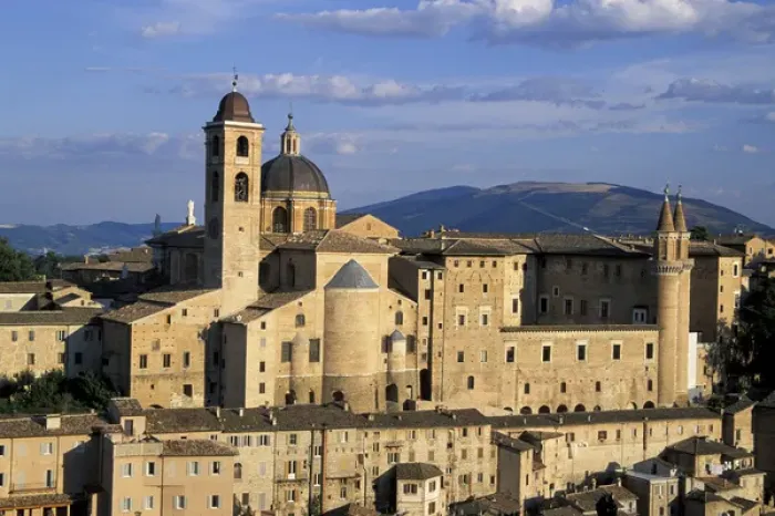 Framed Print : Europe, Italy, Le Marche, Urbino. Buildings at Piazza Duca Federico Framed Print : Europe, Italy, Le Marche, Urbino. Buildings at Piazza Duca Federico