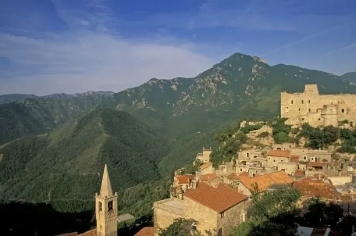 Framed Print : Europe, Italy, Liguria, Castelvecchio Di Rocca Barbena. Riviera di Ponente. Medieval Town Framed Print : Europe, Italy, Liguria, Castelvecchio Di Rocca Barbena. Riviera di Ponente. Medieval Town