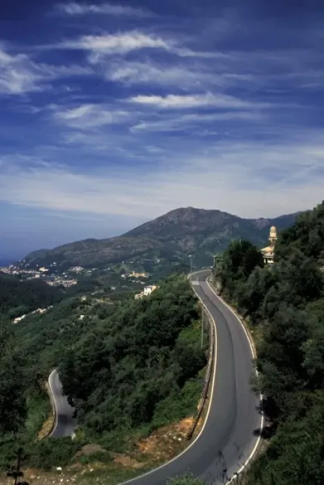 Framed Print : Europe, Italy, Liguria, Levanto. Roadway