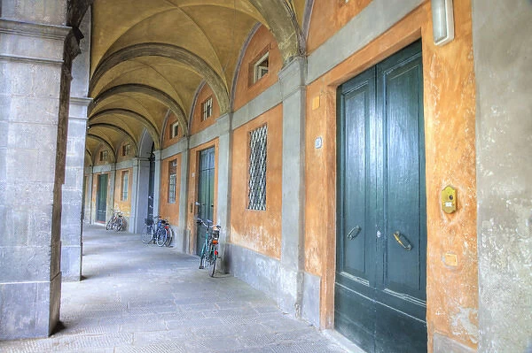 Europe, Italy, Lucca. A hallway in the town of Lucca