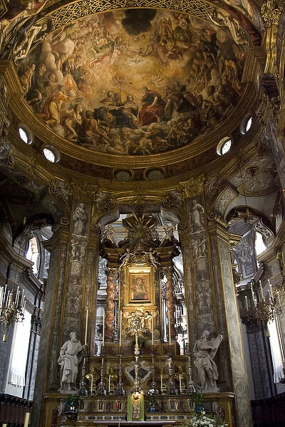 Europe, Italy, Parma. Interior of the Church of Mary of the Fence showing altar