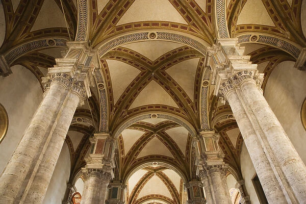 Europe, Italy, Pienza. View of roof vaults inside the Cathedral of Santa Maria Assunta