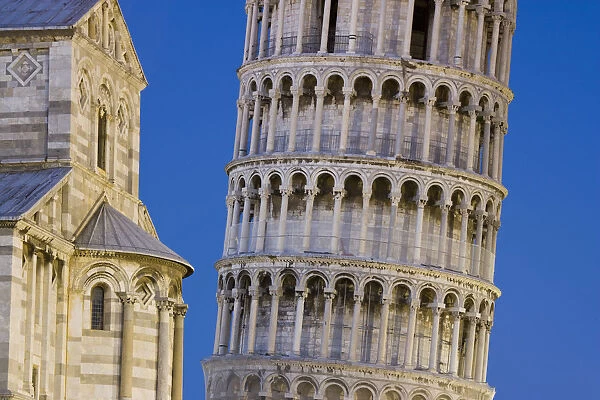 Europe, Italy, Pisa. Close-up of Leaning Tower and Pisa Cathedral