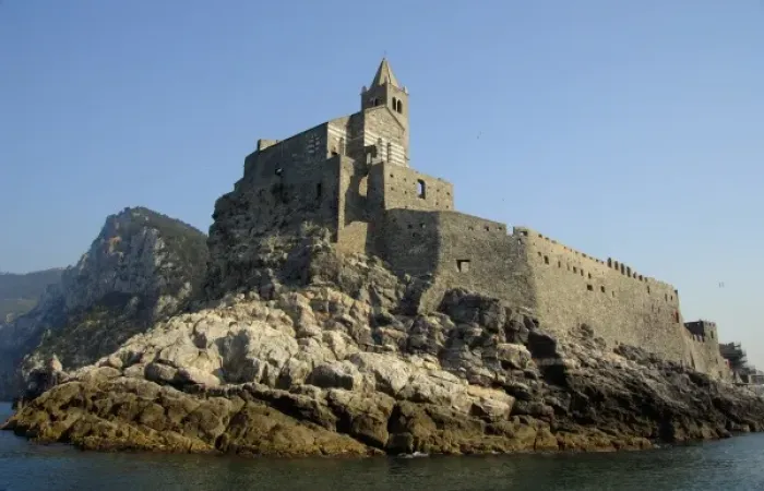 Framed Print : Europe, Italy, Portovenere aka Porto Venere. Gothic church of San Pietro (aka St