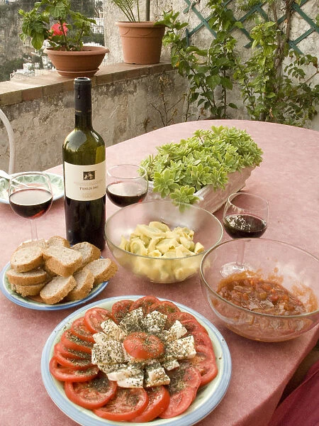 Europe, Italy, Positano. Meal of antipasti and wine. Credit as: Wendy Kaveney  /  Jaynes