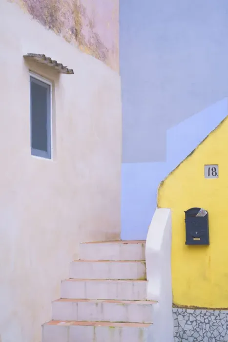Framed Print : Europe, Italy, Procida. Exterior of house and stairway Framed Print : Europe, Italy, Procida. Exterior of house and stairway