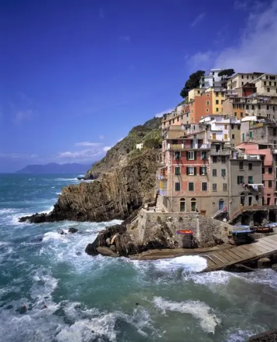Framed Print : Europe, Italy, Riomaggiore. Riomaggiore is built on steep cliffs and the waves crash Framed Print : Europe, Italy, Riomaggiore. Riomaggiore is built on steep cliffs and the waves crash
