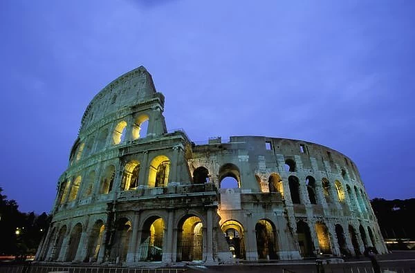 Europe, Italy, Rome. Evening view of the colosseo (Colosseum)