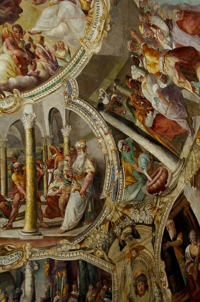 Europe, Italy, Rome. St. Peter in Chains (aka San Pietro in Vincoli). Ornate ceiling