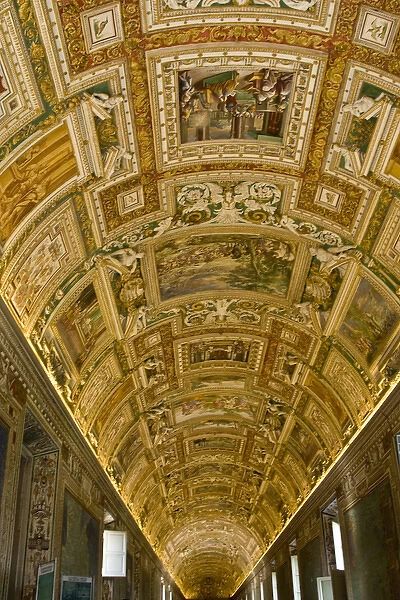 Europe, Italy, Rome, Vatican City. Art on the ceiling of the Vatican. Credit as