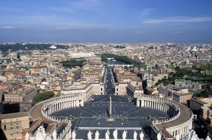 Framed Print : Europe, Italy, Rome, Vatican City. View of St. Peters Square from the dome of St Framed Print : Europe, Italy, Rome, Vatican City. View of St. Peters Square from the dome of St