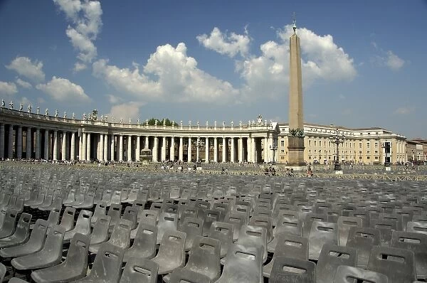 Europe, Italy, Rome. Vatican City, St. Peters Square. Area where visitors sit to see the Pope