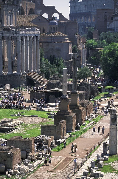 Europe, Italy, Rome. View of Foro Romano from Piazza del Campidoglio