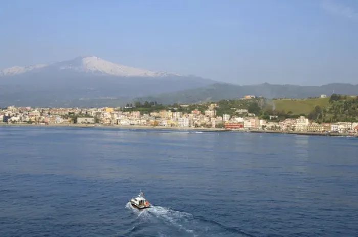 Framed Print : Europe, Italy, Sicily, port of Giardini Naxos, gateway to Taormina. Mt. Etna volcano Framed Print : Europe, Italy, Sicily, port of Giardini Naxos, gateway to Taormina. Mt. Etna volcano