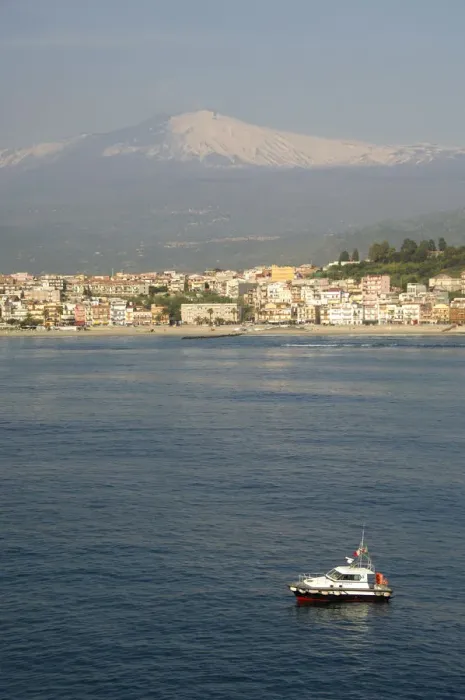 Framed Print : Europe, Italy, Sicily, port of Giardini Naxos, gateway to Taormina. Mt. Etna volcano Framed Print : Europe, Italy, Sicily, port of Giardini Naxos, gateway to Taormina. Mt. Etna volcano