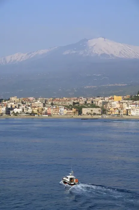 Framed Print : Europe, Italy, Sicily, port of Giardini Naxos, gateway to Taormina. Mt. Etna volcano Framed Print : Europe, Italy, Sicily, port of Giardini Naxos, gateway to Taormina. Mt. Etna volcano