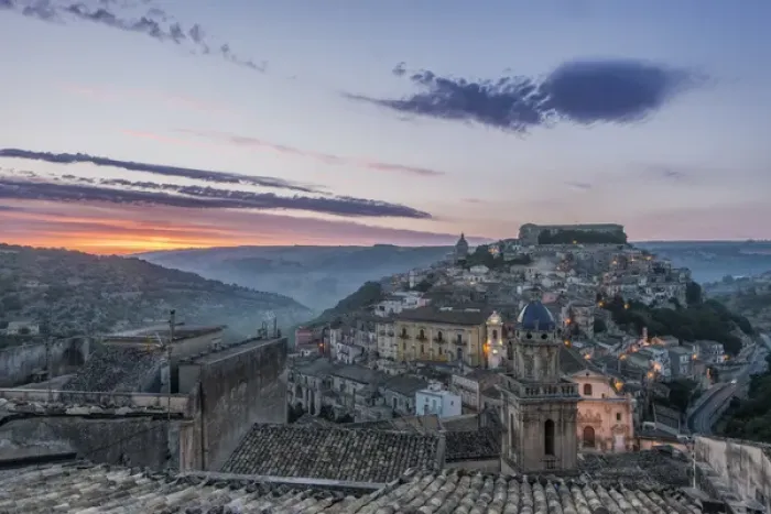 Framed Print : Europe, Italy, Sicily, Ragusa, Looking Down on Ragusa Ibla at Sunrise Framed Print : Europe, Italy, Sicily, Ragusa, Looking Down on Ragusa Ibla at Sunrise
