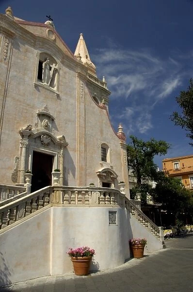 Europe, Italy, Sicily, Taormina. Historic church located in the main square aka Piazza IX April