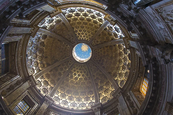 Europe, Italy, Siena. Ornate cathedral interior dome