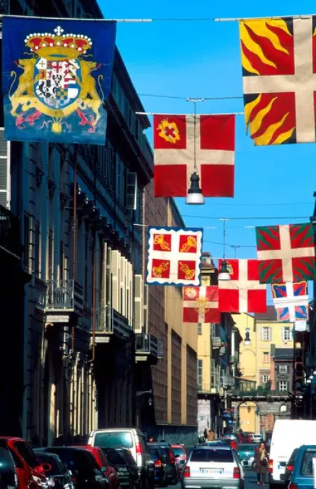 Framed Print : Europe, Italy, Turin. Banners, flags on the streets Framed Print : Europe, Italy, Turin. Banners, flags on the streets