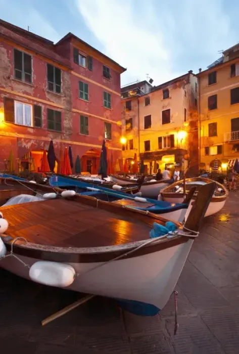 Framed Print : Europe, Italy, Tuscany, Cinque Terre. Fishing boats at rest in Vernazza in the Cinque