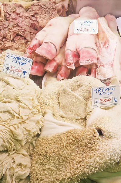 Europe, Italy, Tuscany, Florence, Tripe and Pig Feet For Sale at Market