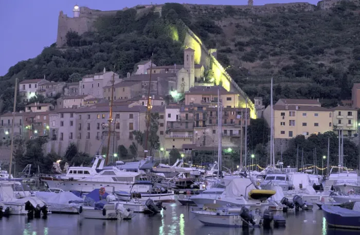 Framed Print : Europe, Italy, Tuscany, Porto Ercole Evening view of fortress Framed Print : Europe, Italy, Tuscany, Porto Ercole Evening view of fortress