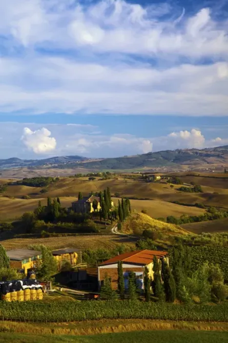 Framed Print : Europe; Italy; Tuscany; San Quirico D Orcia; Belvedere House in Southern Tuscany