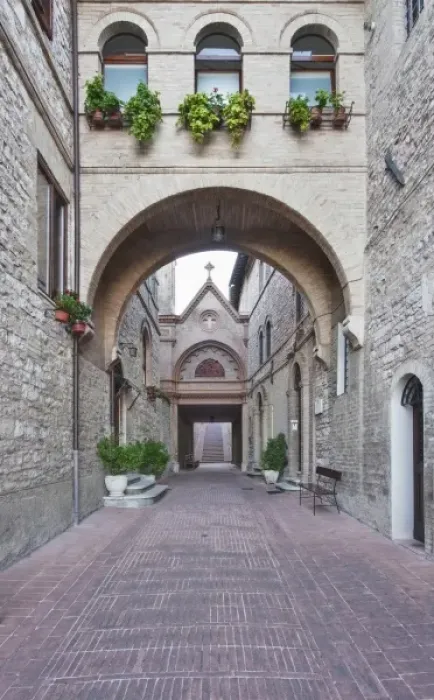 Framed Print : Europe, Italy, Umbria, Assisi, Alley in Historic District