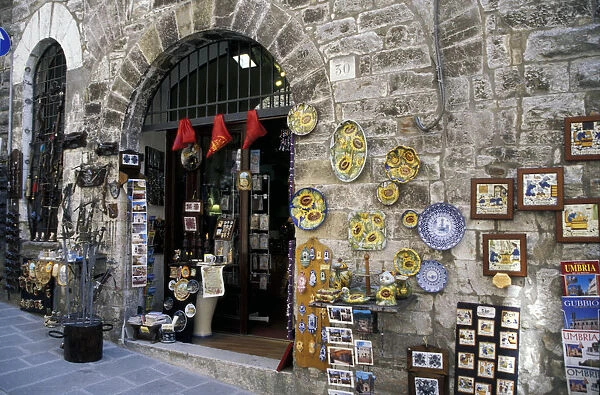 Europe, Italy, Umbria, Assisi. Souvenir pottery shop