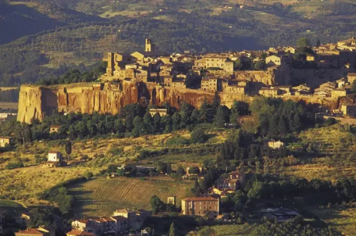 Framed Print : Europe, Italy, Umbria, Orvieto. Late afternoon light on Umbrian hill town
