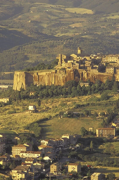 Europe, Italy, Umbria, Orvieto Late afternoon light on Umbrian hill town