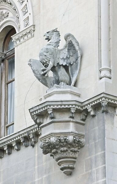 Europe, Italy, Umbria, Perugia, Griffitn (Winged Lion) Building Decoration - The