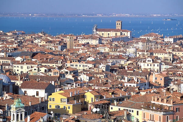 Europe, Italy, Venice. Aerial view of the city