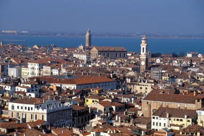 Framed Print : Europe, Italy, Venice. Aerial view of city