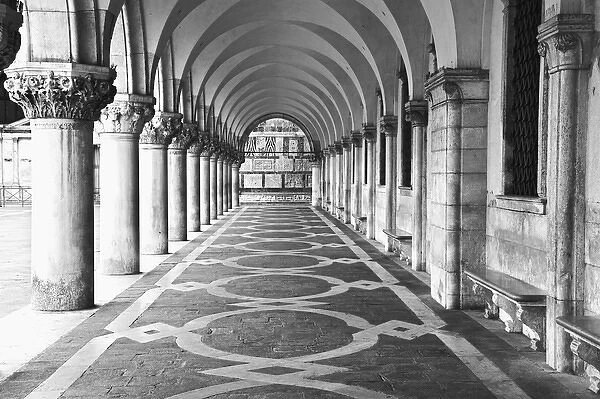 Europe, Italy, Venice. Columns at Doges Palace