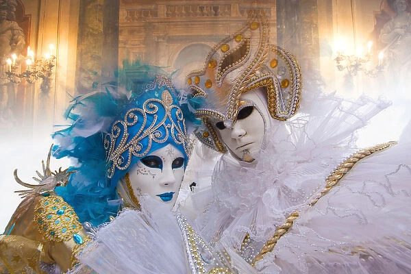 Europe, Italy, Venice. Composite of couple in Carnival costumes