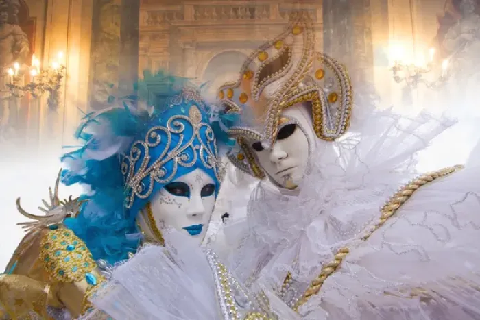 Framed Print : Europe, Italy, Venice. Composite of couple in Carnival costumes Framed Print : Europe, Italy, Venice. Composite of couple in Carnival costumes