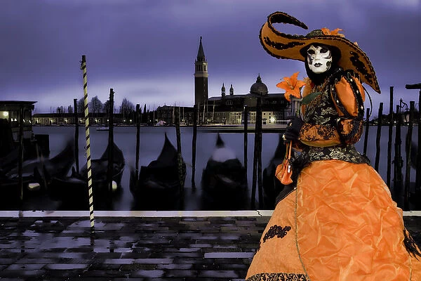 Europe, Italy, Venice. Composite of woman in Carnival costume