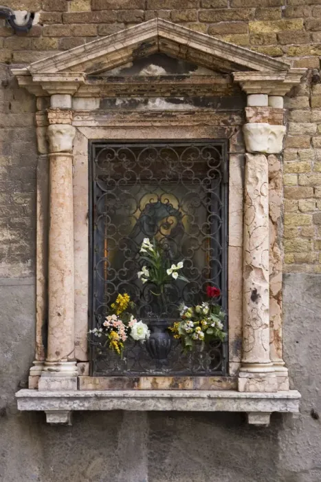 Framed Print : Europe, Italy, Venice. Devotional niche to Virgin Mary on street wall. Credit as Framed Print : Europe, Italy, Venice. Devotional niche to Virgin Mary on street wall. Credit as