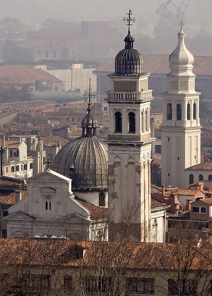 Europe, Italy, Venice. An eastward view from the Campanile bell tower. Credit as