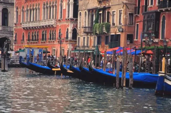 Framed Print : Europe, Italy, Venice, gondolas in canal
