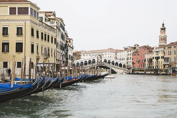Europe, Italy, Venice. Gondolas along the Grand Canal. Credit as: Dennis Flaherty