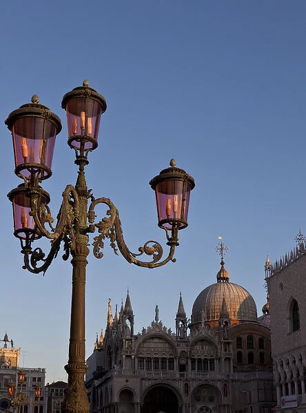 Europe, Italy, Venice. Ornate lamp on St