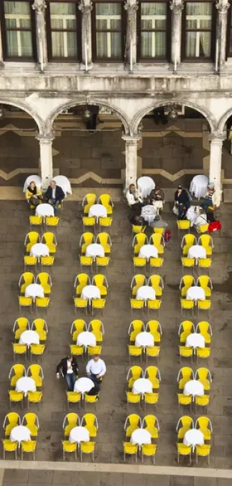 Framed Print : Europe; Italy; Venice; Restaurant Chairs in San Marco Square From High Above Framed Print : Europe; Italy; Venice; Restaurant Chairs in San Marco Square From High Above