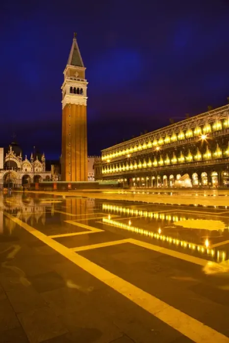 Framed Print : Europe; Italy; Venice; San Marcos Square at Night With Reflections Framed Print : Europe; Italy; Venice; San Marcos Square at Night With Reflections