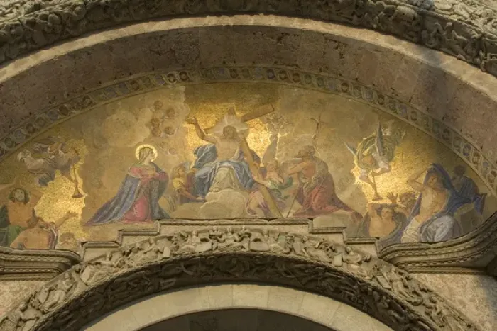 Framed Print : Europe, Italy, Venice, St. Marks Basilica. Detail of door with gilded arch. Credit as Framed Print : Europe, Italy, Venice, St. Marks Basilica. Detail of door with gilded arch. Credit as
