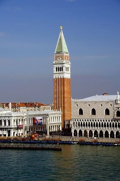 Europe, Italy, Venice. St. Marks Square (aka Piazza San Marco), Doges Palace & the Campanile
