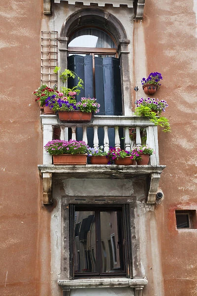 Europe; Italy; Venice; Street Scenes from Venice With Flower Boxes