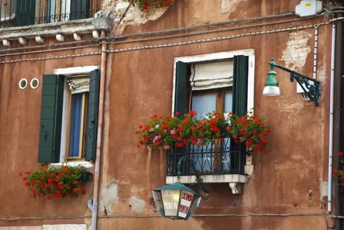 Framed Print : Europe; Italy; Venice; Street Scenes from Venice With Flower Boxes Framed Print : Europe; Italy; Venice; Street Scenes from Venice With Flower Boxes